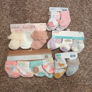 SOLD Multiples Baby Socks Set - Pink, Cream, White, Gray